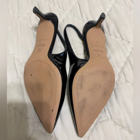 Franco Sarto Black Kitten Patent Pointed Slingback heels - Picture 3 of 5